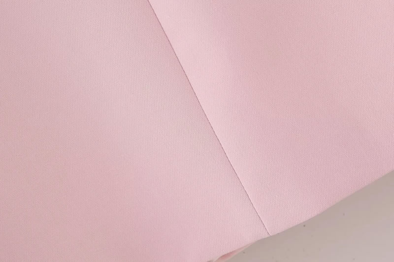 Fashion Pink Polyester Lapel Buttoned Jacket,Coat-Jacket