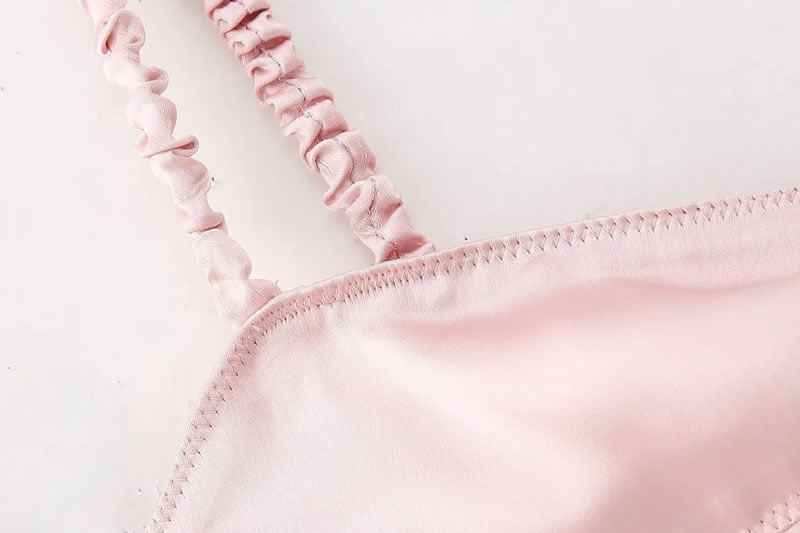 Fashion Pink Polyester Silk Satin Suspender Long Skirt,Long Dress