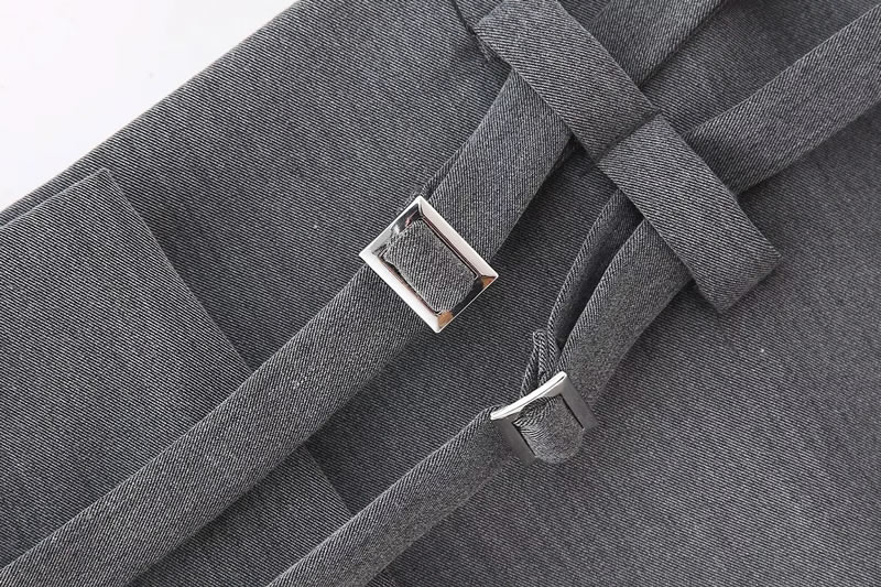Fashion Grey Polyester Buckle Culottes,Shorts