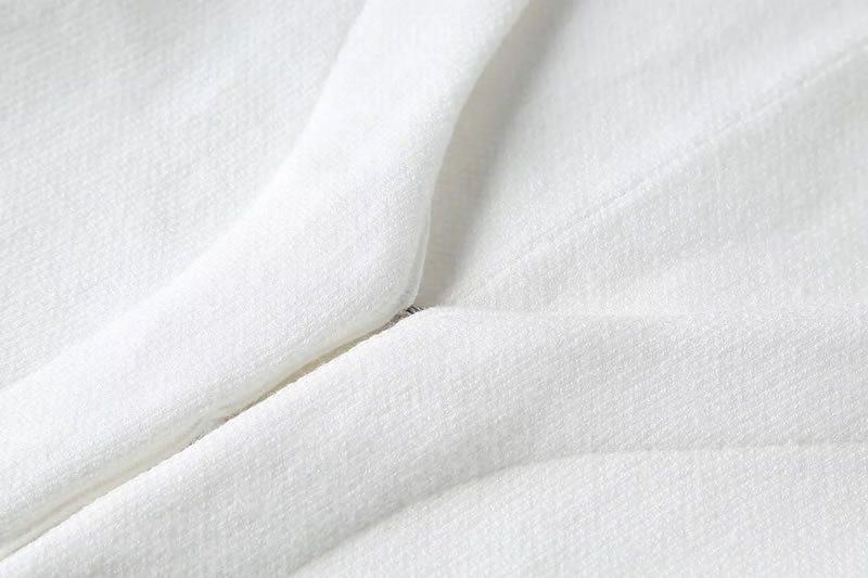 Fashion White Polyester Knitted Jacket,Coat-Jacket