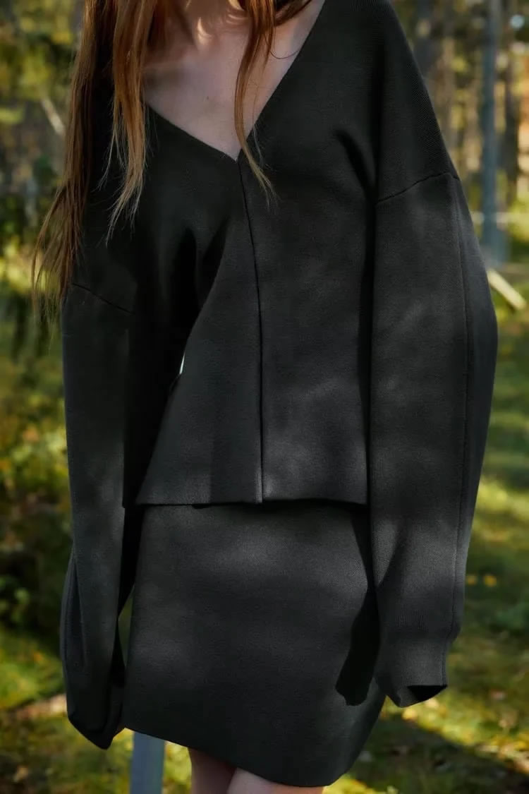 Fashion Black Polyester Knitted Jacket,Coat-Jacket