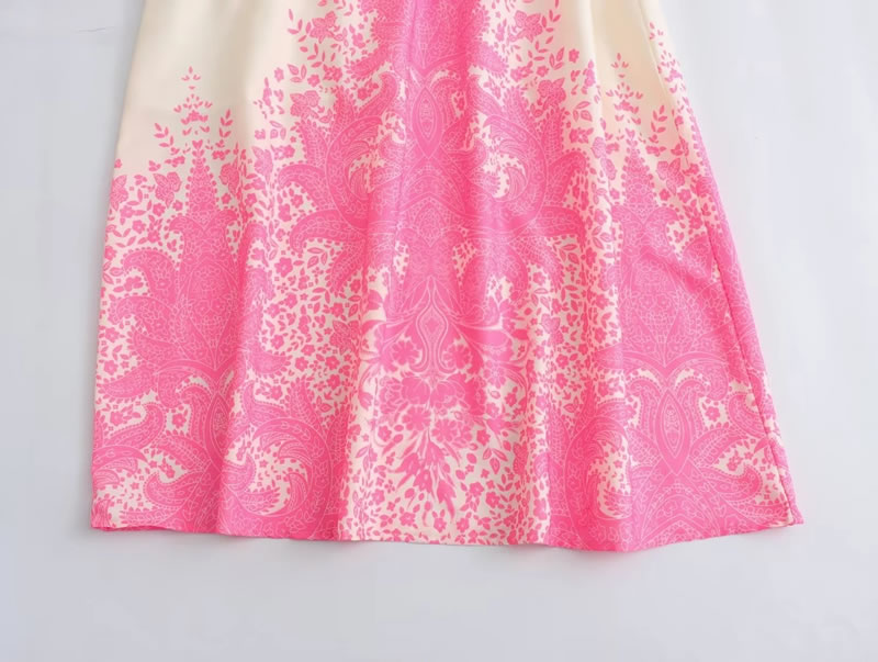 Fashion Color Polyester Printed Lapel Maxi Skirt,Long Dress