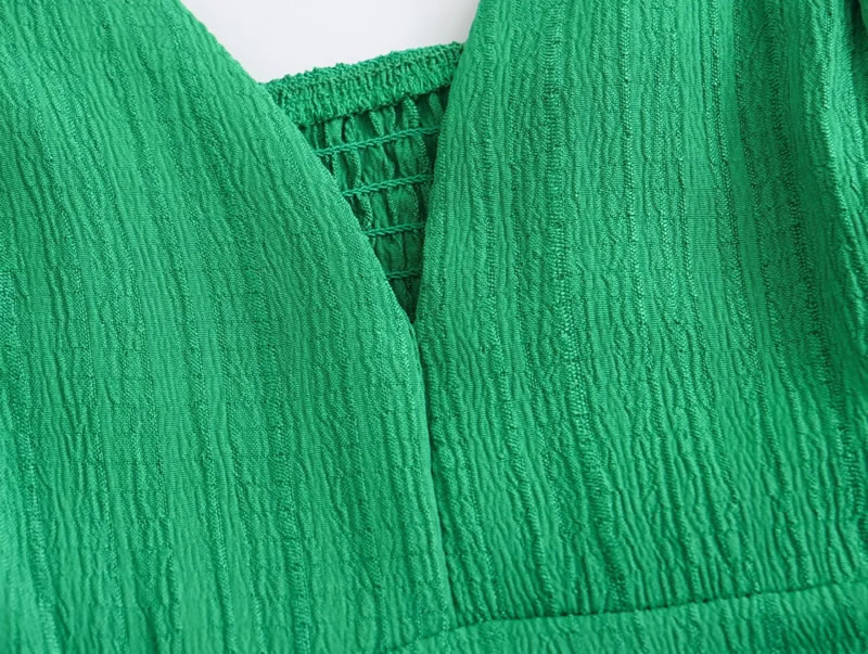Fashion Green Polyester Laminated Suspender Maxi Skirt,Long Dress