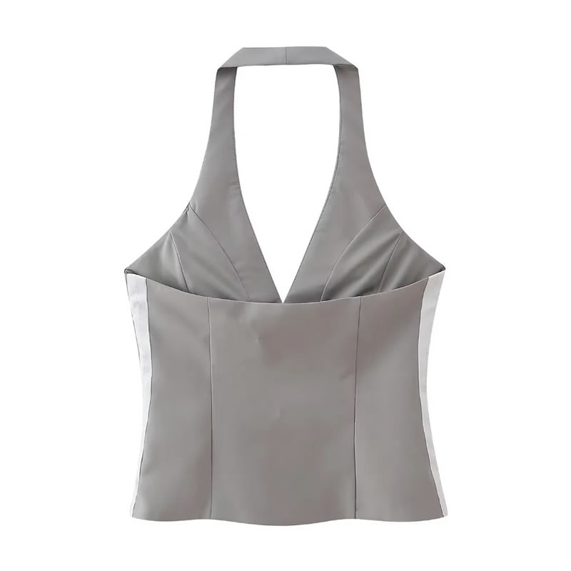 Fashion Grey Polyester Halter Top,Tank Tops & Camis
