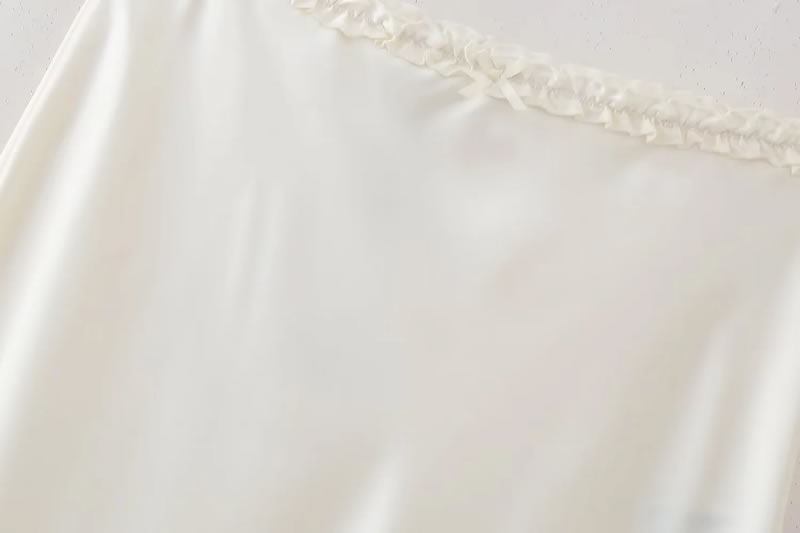 Fashion White Silk-satin Pleated Skirt,Skirts