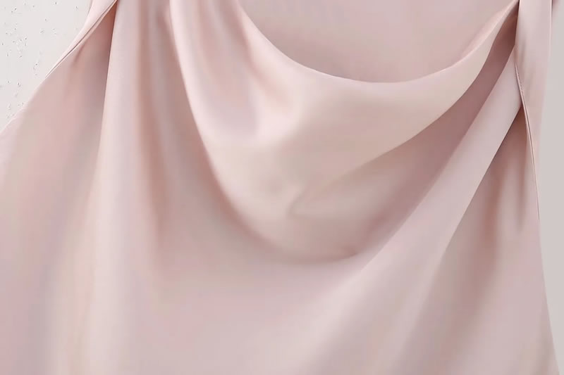 Fashion Pink Silk-satin Pleated Top,T-shirts