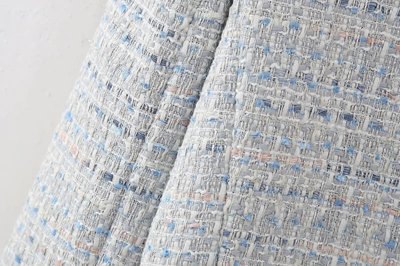 Fashion Blue Polyester Textured-breasted Jacket,Coat-Jacket
