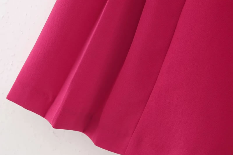 Fashion Pink Polyester Belted Pleated Skirt,Skirts
