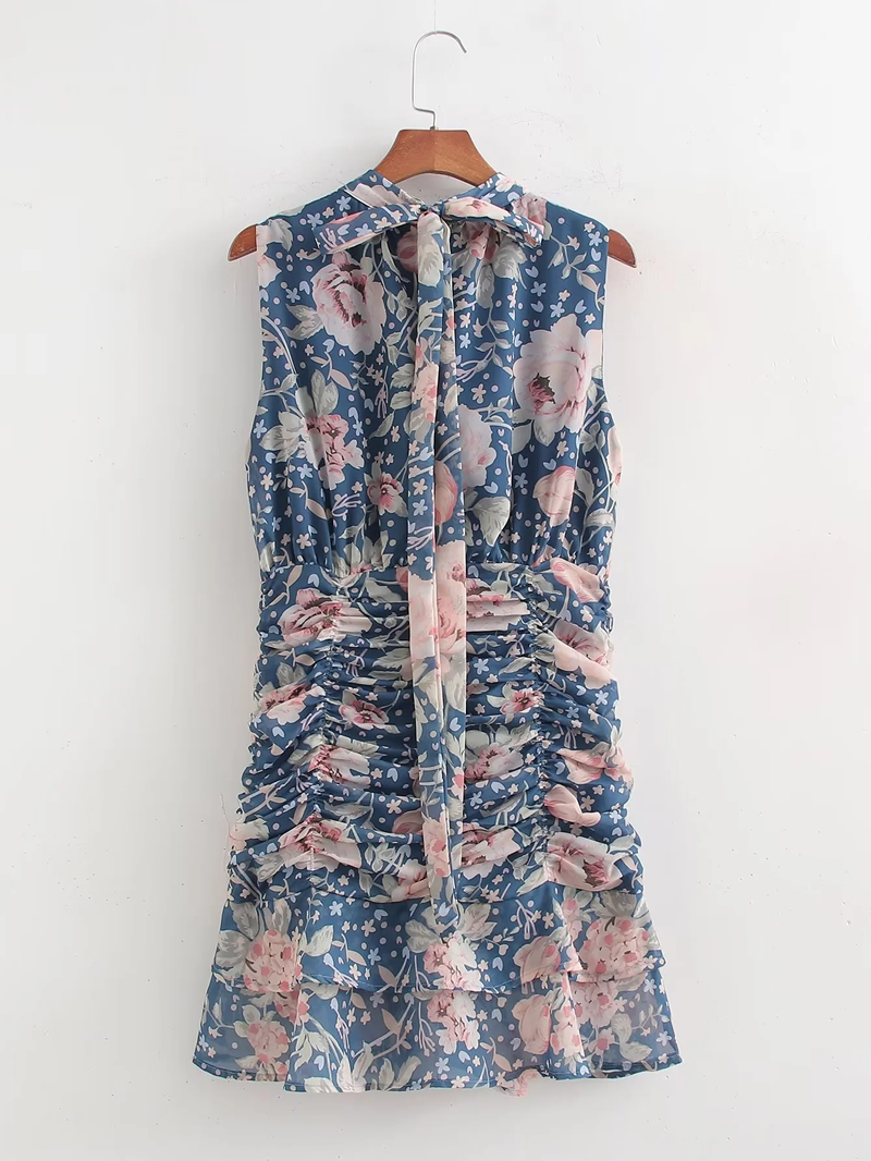 Fashion Printing Chiffon Floral Smocked Skirt,Mini & Short Dresses