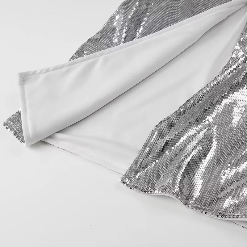 Fashion Silver Polyester Square Neck Suspender Long Skirt,Long Dress