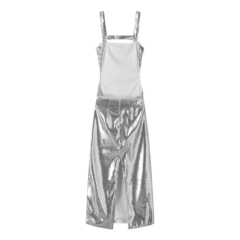 Fashion White Polyester Square Neck Suspender Long Skirt,Long Dress
