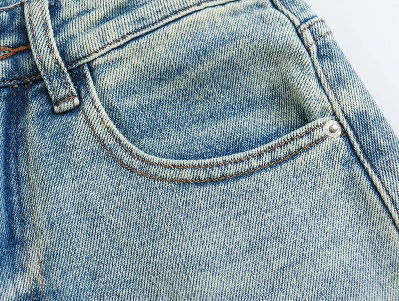 Fashion Denim Blue High-waisted Straight-leg Wide-leg Jeans,Denim