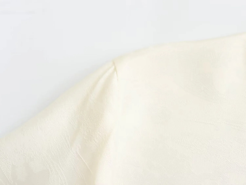 Fashion White Disc-button Jacquard Stand-collar Long-sleeve Shirt,Blouses