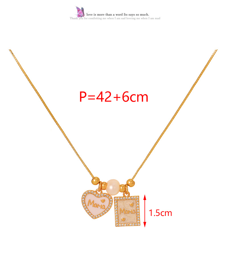 Fashion Golden 2 Copper Inlaid Zircon Shell Pentagram Letter Mama Pendant Beaded Necklace,Necklaces