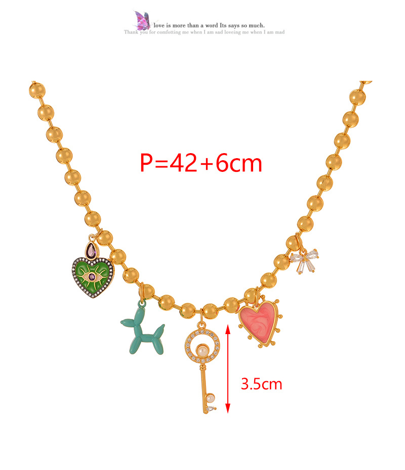 Fashion Golden 2 Copper Inlaid Zircon Drop Oil Love Balloon Dog Pendant Bead Bracelet (6mm),Bracelets