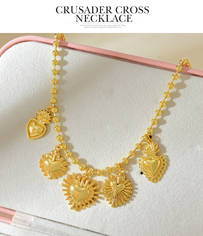 Fashion Gold Copper Irregular Love Pendant Bead Necklace,Necklaces