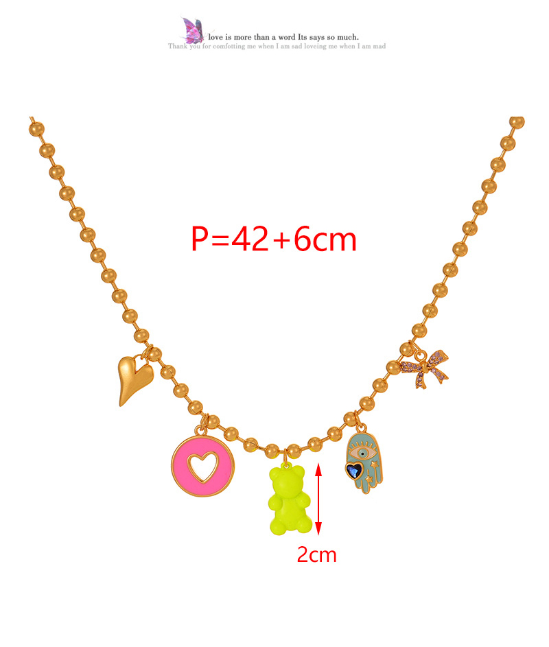 Fashion Gold Copper Inlaid Zircon Drop Oil Love Palm Bear Pendant Bead Necklace,Necklaces