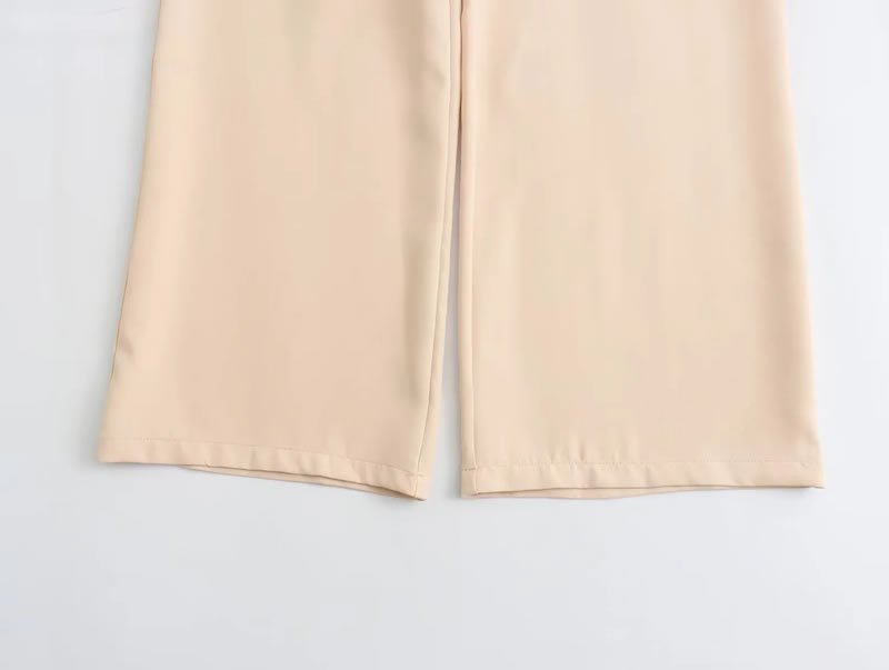 Fashion Khaki Polyester Straight Trousers,Pants