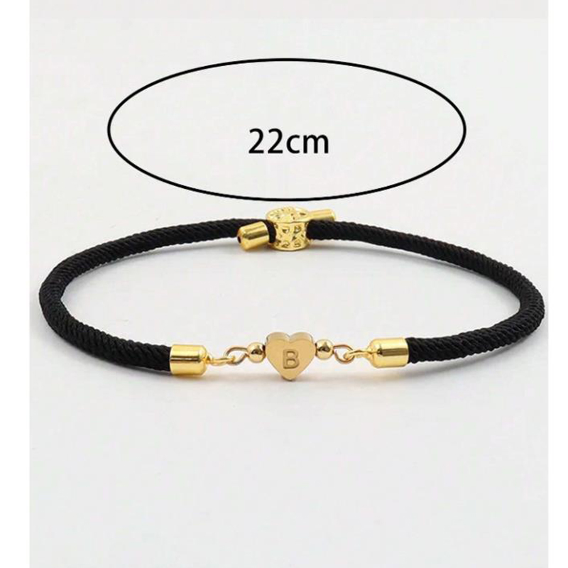 Fashion Z Black Titanium Steel 26 Letter Love Cord Braided Bracelet,Bracelets