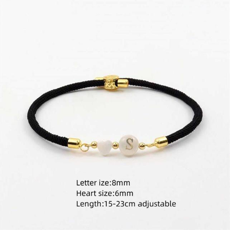 Fashion D Black Titanium Steel 26 Letter Love Cord Braided Bracelet,Bracelets