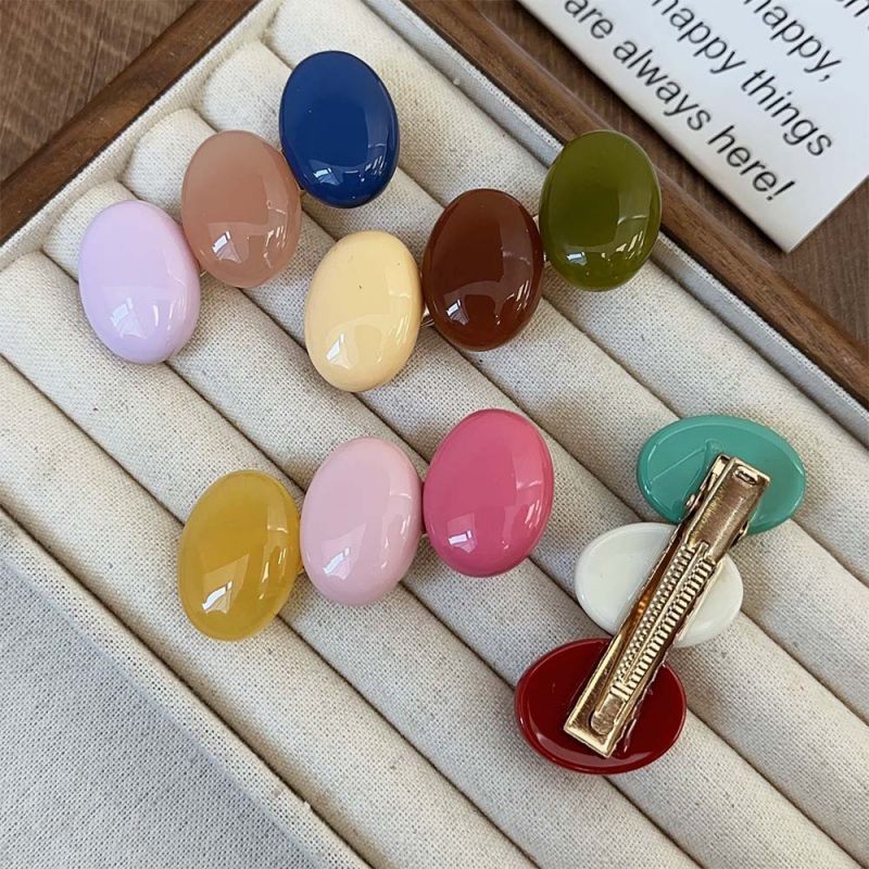 Fashion Yellow Green Coffee Resin Contrasting Color Goose Egg Hairpin,Hairpins