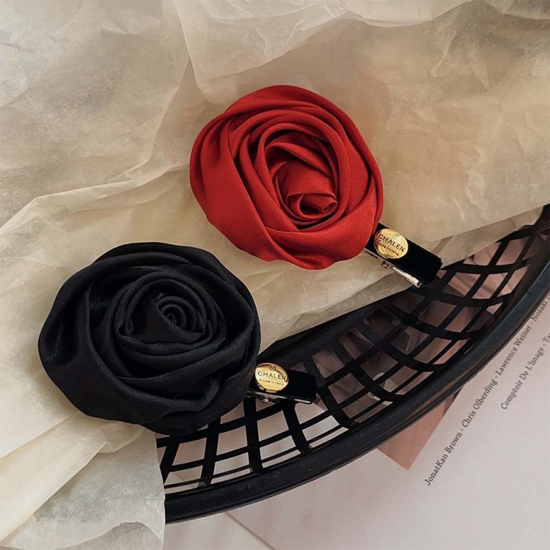 Fashion Red Satin Flower Hair Clip,Hairpins