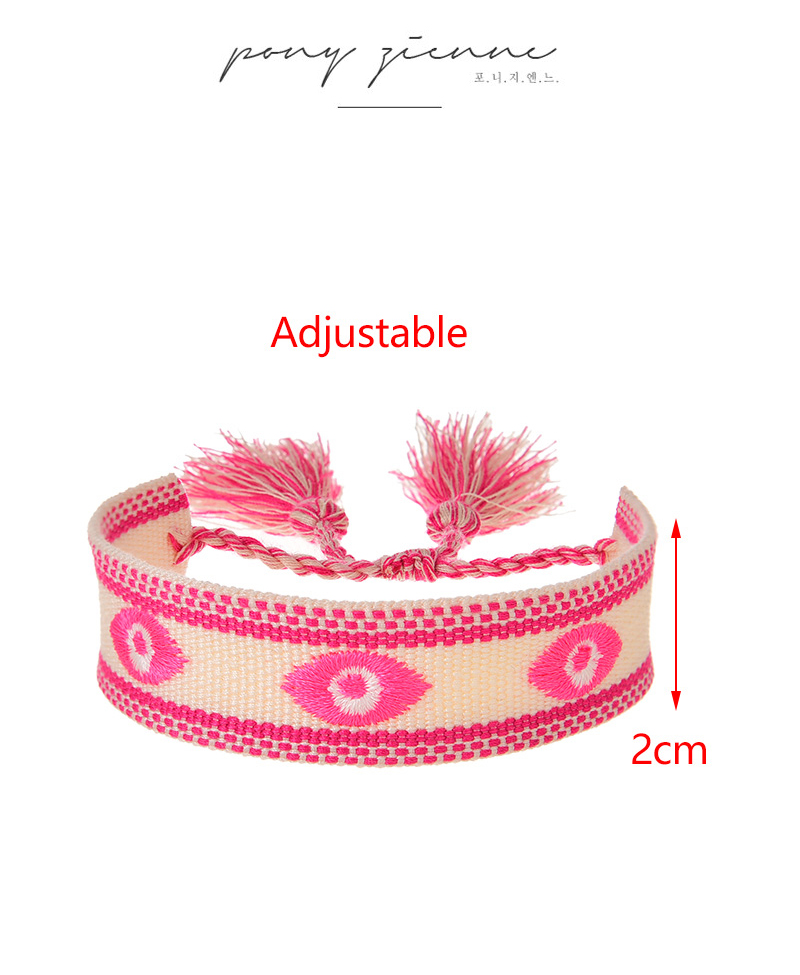 Fashion Rose Red Embroidered Eye Line Tassel Bracelet,Fashion Bracelets