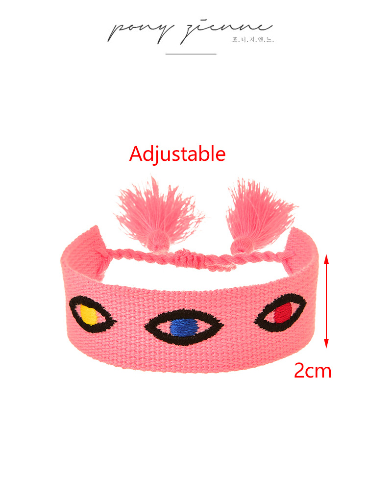 Fashion Pink Embroidered Eyes Tassel Bracelet,Fashion Bracelets