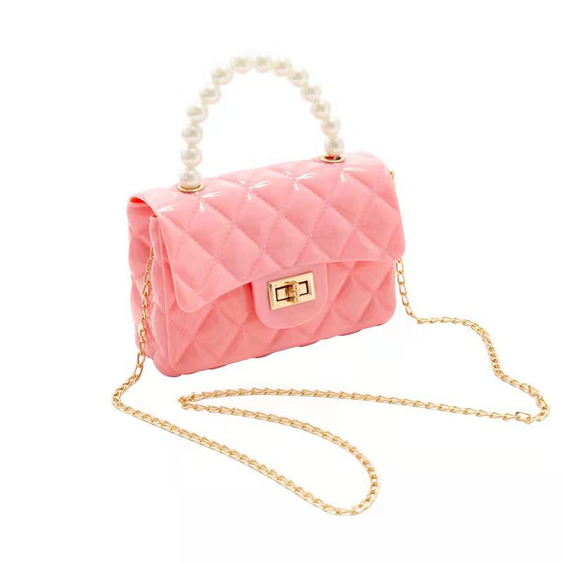 Fashion Rose Red Pvc Diamond Flap Crossbody Bag,Shoulder bags