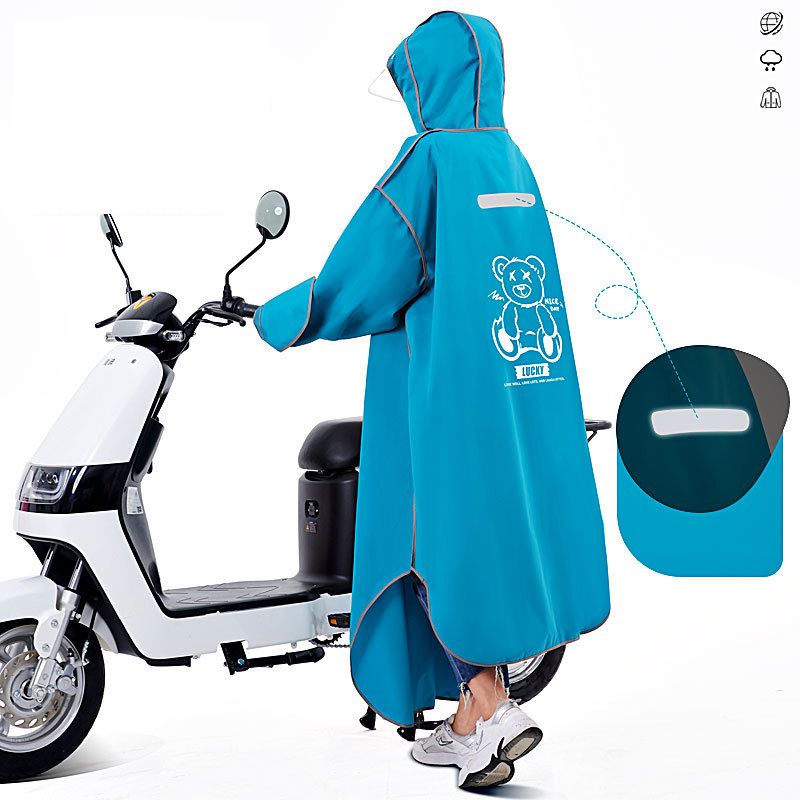 Fashion Soft Emerald Blue Eva Adult Hooded Raincoat,Household goods