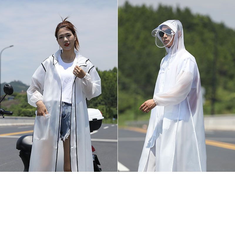 Fashion Semi-transparent White Edge Without Backpack Disposable Eva Transparent Hooded Raincoat,Household goods
