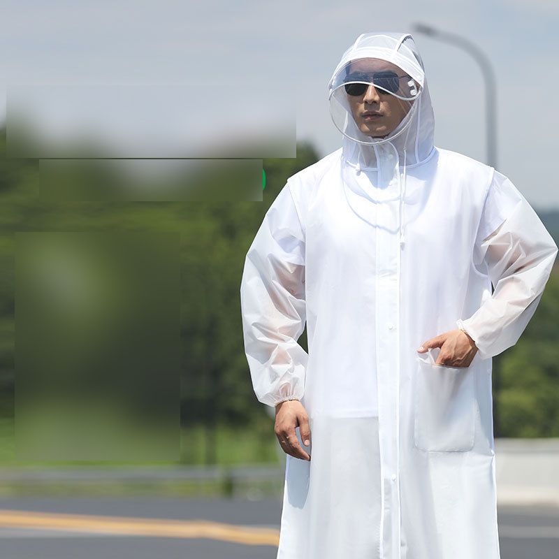 Fashion Semi-transparent White Edge Four-in-one Disposable Eva Transparent Hooded Raincoat,Household goods