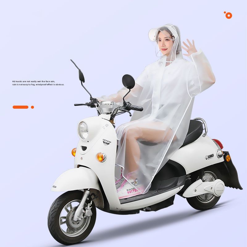 Fashion White White Edge Eva Extended Adult Raincoat,Household goods