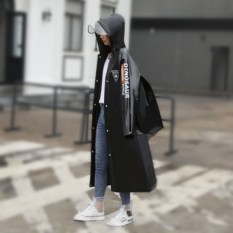 Fashion Black Eva Adult Hooded Raincoat,Household goods