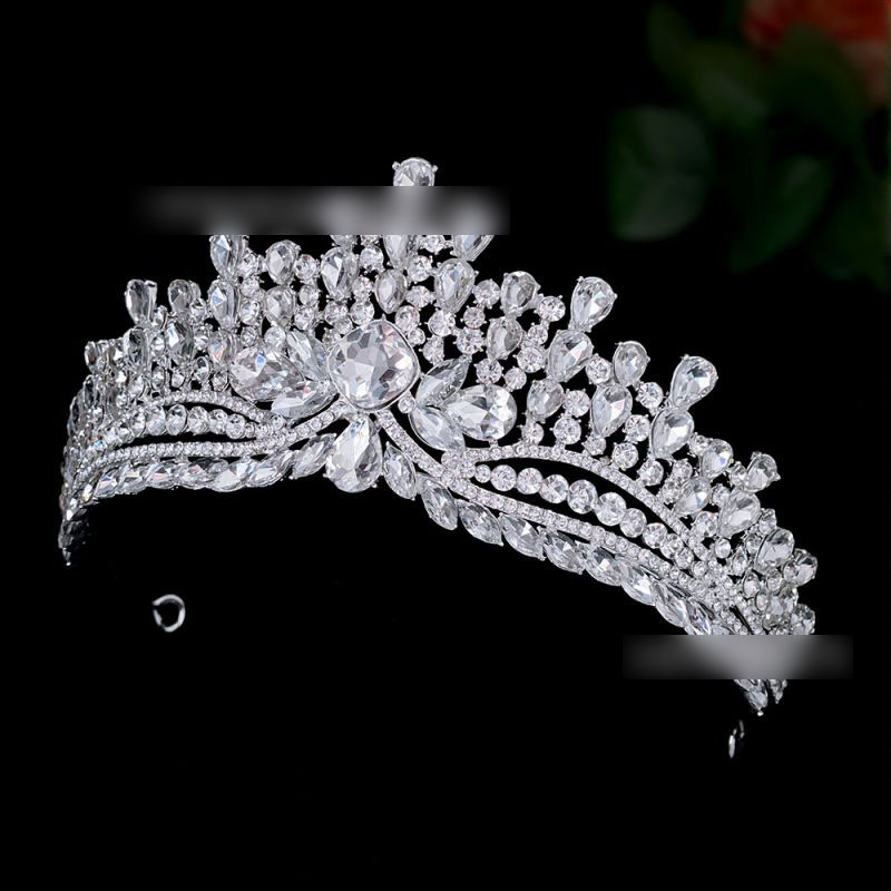 Fashion Silver White Alloy Diamond Geometric Crown,Hair Crown