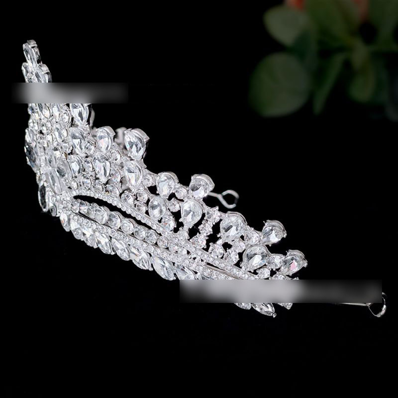 Fashion Silver White Alloy Diamond Geometric Crown,Hair Crown