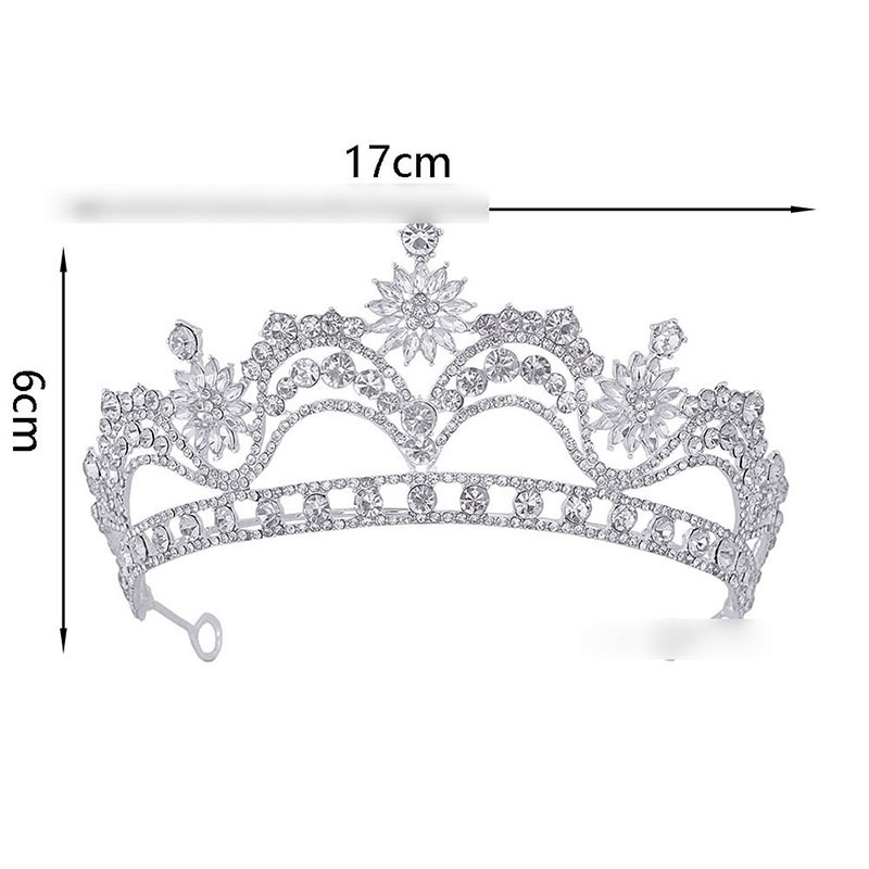 Fashion Silver White Crown 603 Alloy Diamond Geometric Crown,Hair Crown