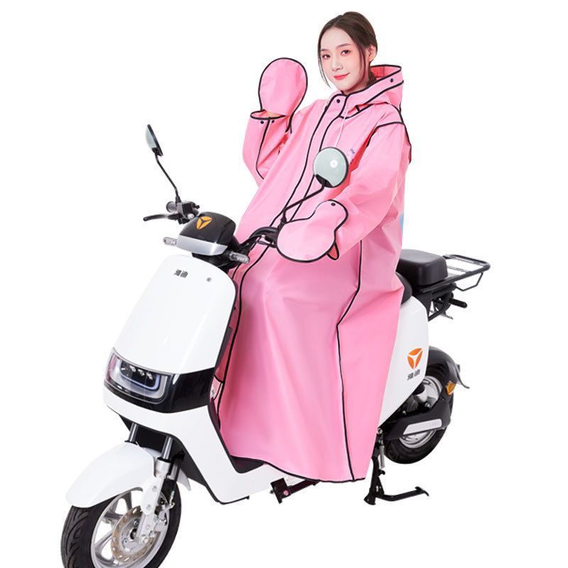 Fashion Pink And White Combination (double Brim + Non-removable Gloves) Eva Adult Hooded Raincoat,Household goods