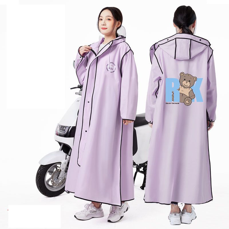 Fashion Purple Bear (double Brim + Removable Gloves) Eva Adult Hooded Raincoat,Household goods