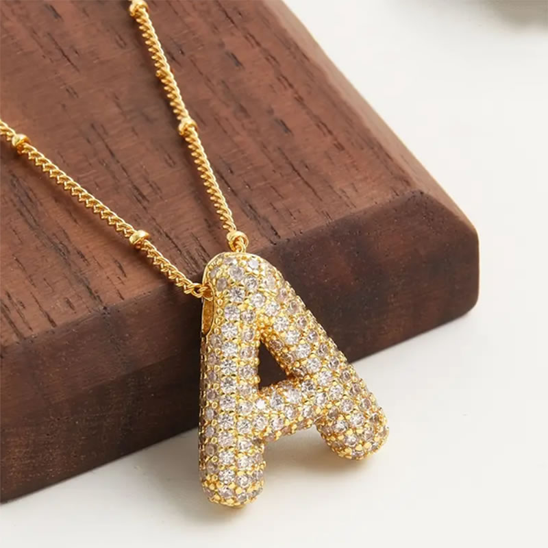 Fashion G Copper inlaid zirconium 26 letter necklace (bead chain),Necklaces