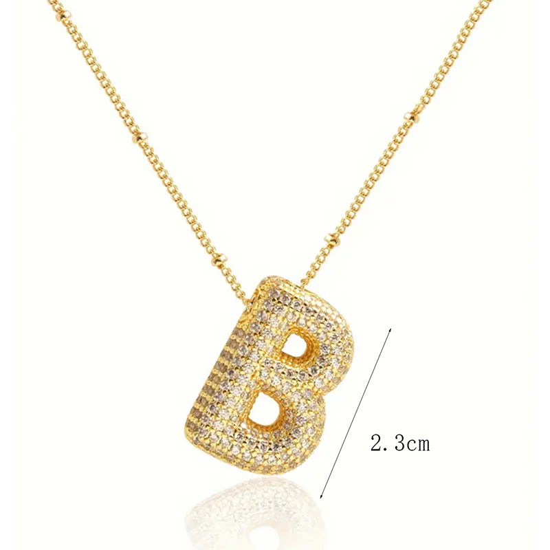 Fashion D Copper inlaid zirconium 26 letter necklace (bead chain),Necklaces