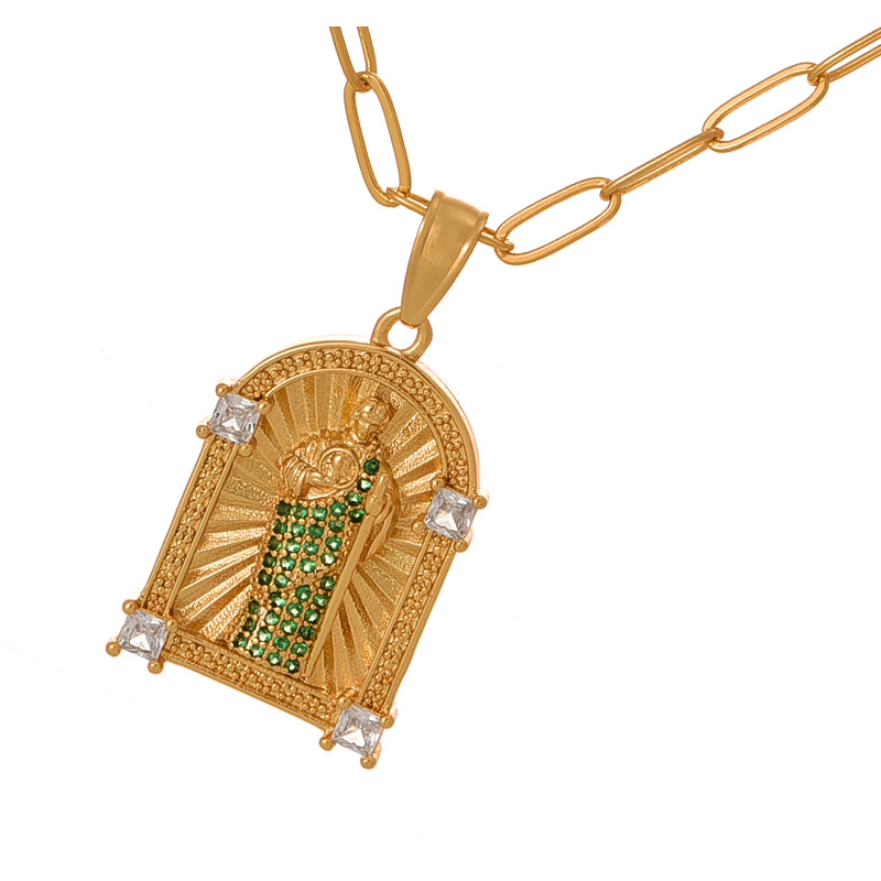 Fashion Gold Copper Set Zircon Arch Figure Pendant Necklace,Necklaces