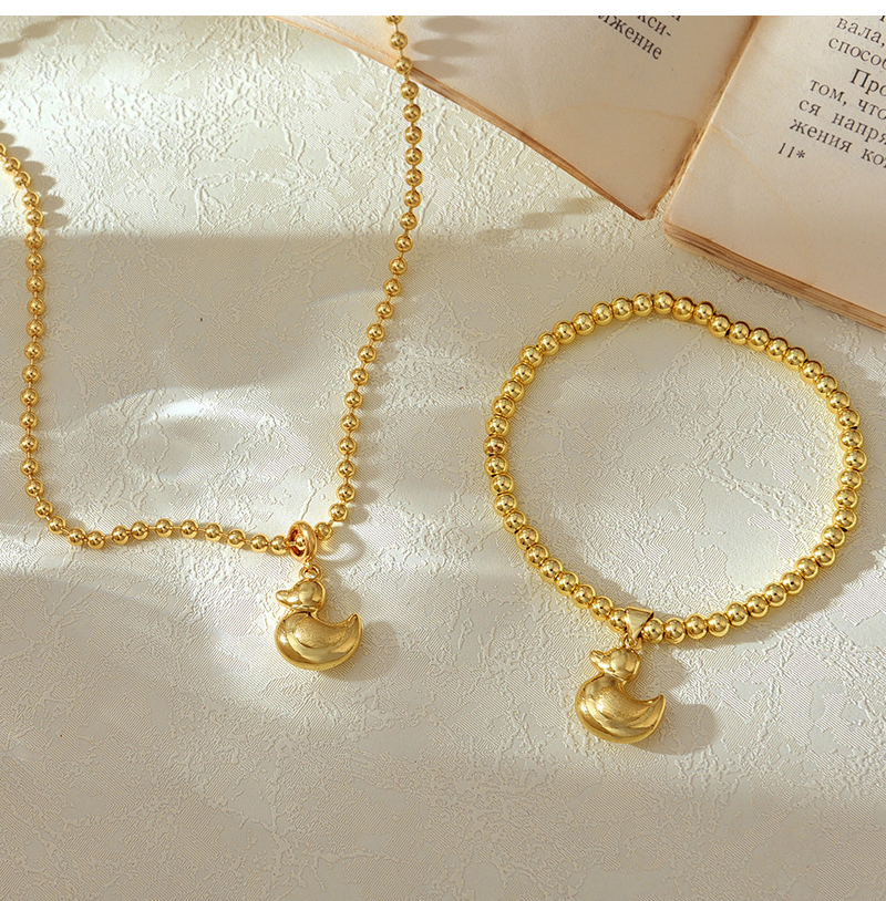 Fashion Golden 2 Copper Duck Pendant Bead Bracelet,Bracelets