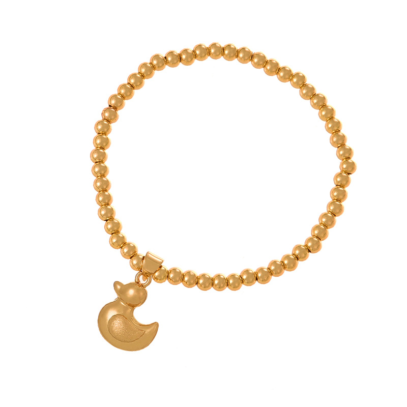 Fashion Golden 2 Copper Duck Pendant Bead Bracelet,Bracelets