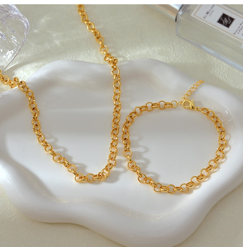 Fashion Golden 2 Copper Thick Chain Circle Bracelet,Bracelets