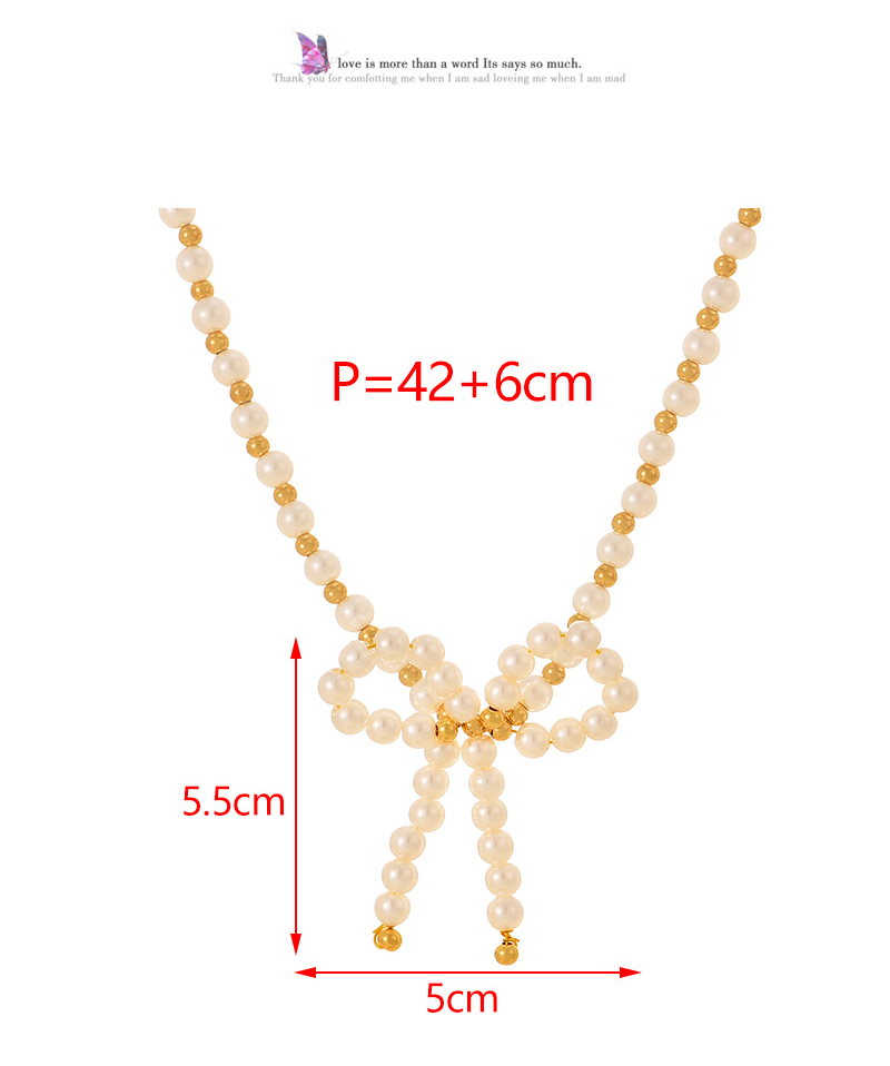 Fashion Gold Pearl Bow Pendant Beaded Necklace,Necklaces