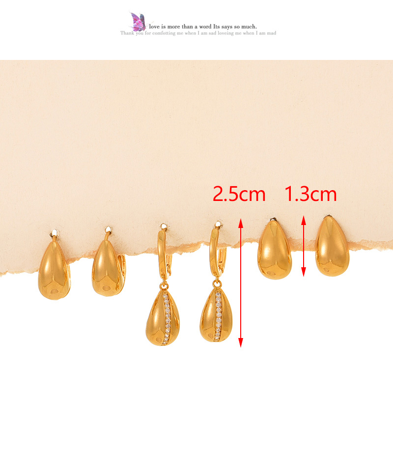 Fashion Gold Copper Inlaid Zircon Drop Drop Earrings Set Of 6,Earring Set