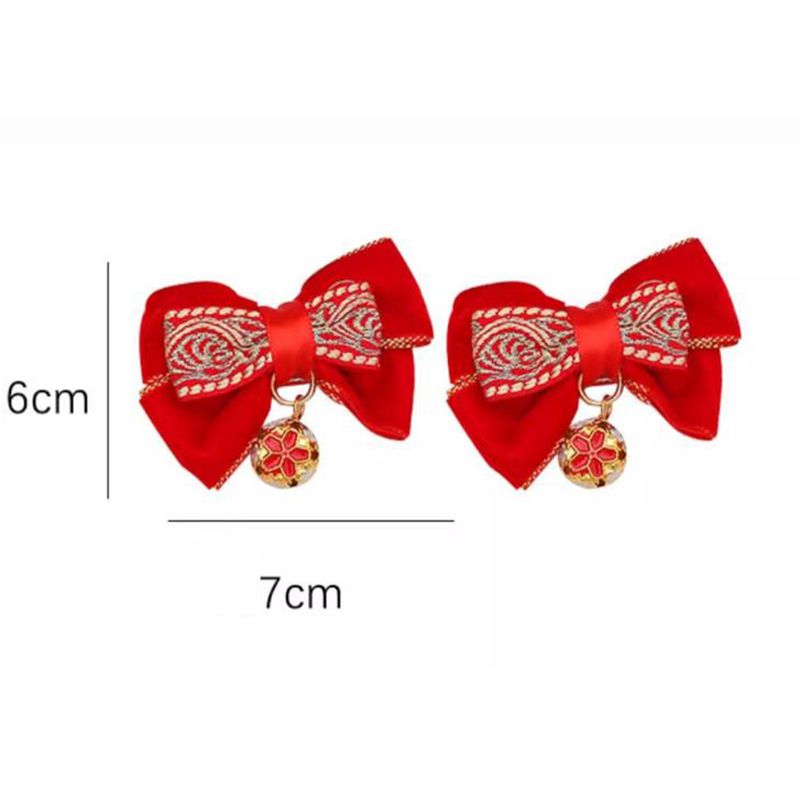 Fashion 5# Fur Ball Embroidered Bow Fabric Bow Children