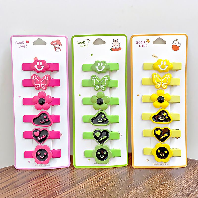 Fashion 4# Yellow Color (with Cardboard Packaging) Resin Geometric Cartoon Hairpin Set,Hairpins
