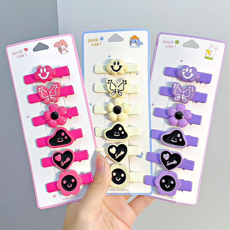 Fashion 3# Purple Color (with Cardboard Packaging) Resin Geometric Cartoon Hairpin Set,Hairpins